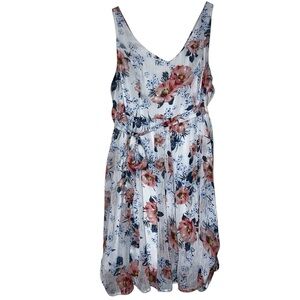 Torrid Floral Handkerchief Dress Peach Blue White Size 2